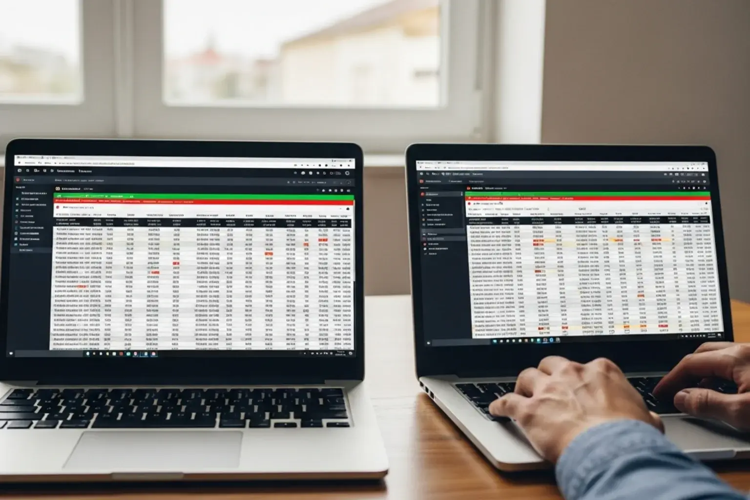 Arbitrage — to skærme med sammenligning af odds-data